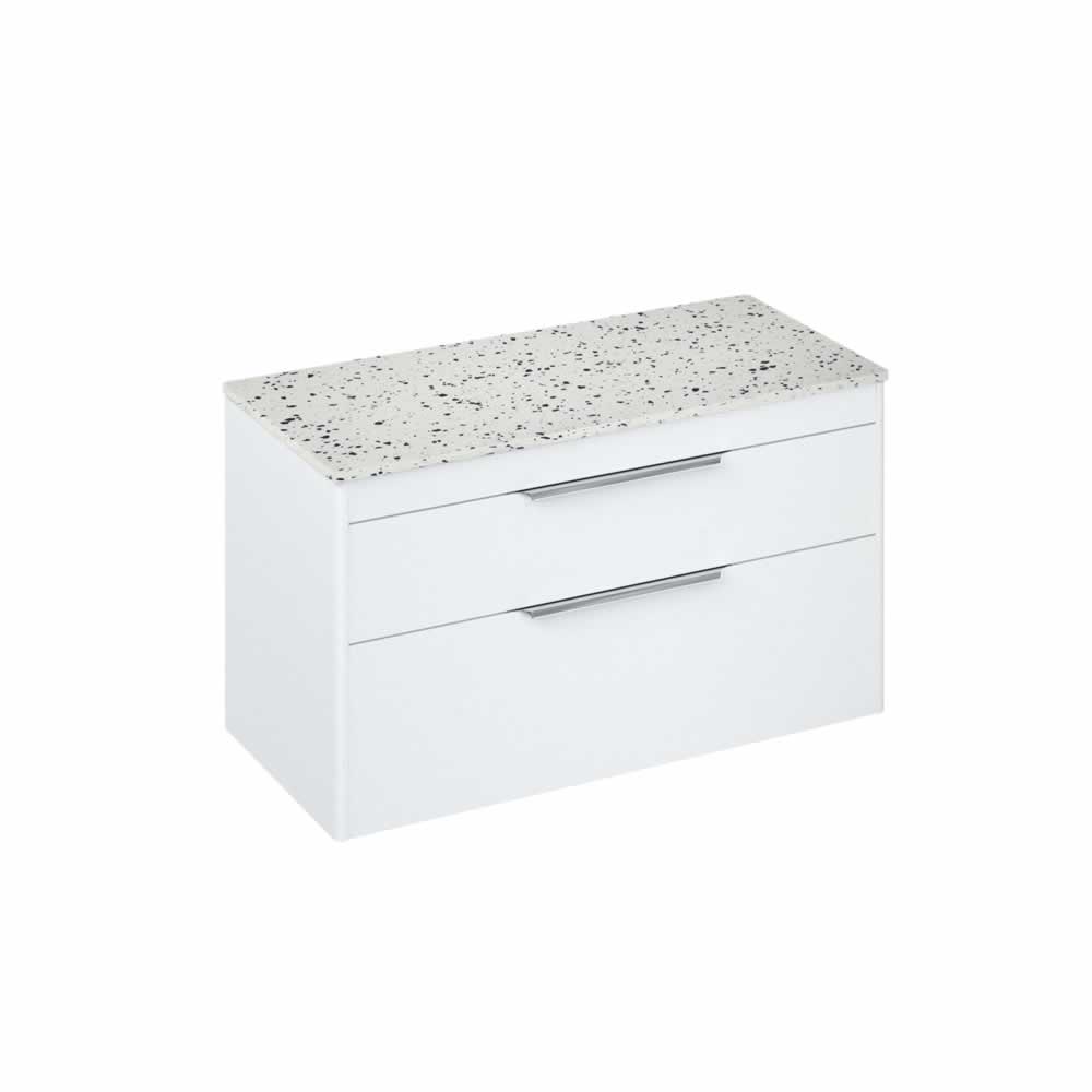 Shoreditch 100cm double drawer Matt White with Ice Blue Worktop